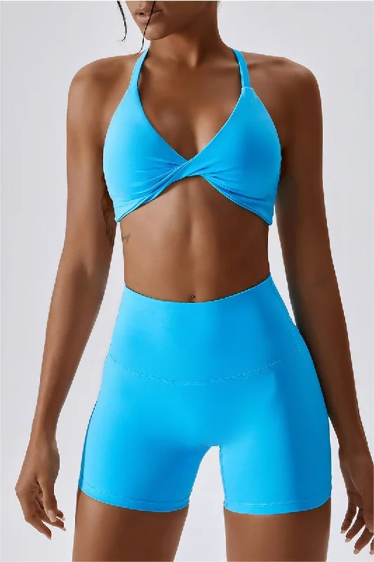 Twisted Front Strappy Sports Bra