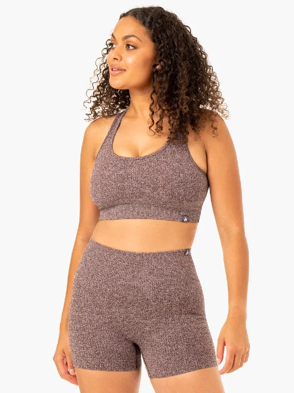 The Perfect Blend Of Comfort And Savings Rib Seamless Sports Bra - Chocolate Marl