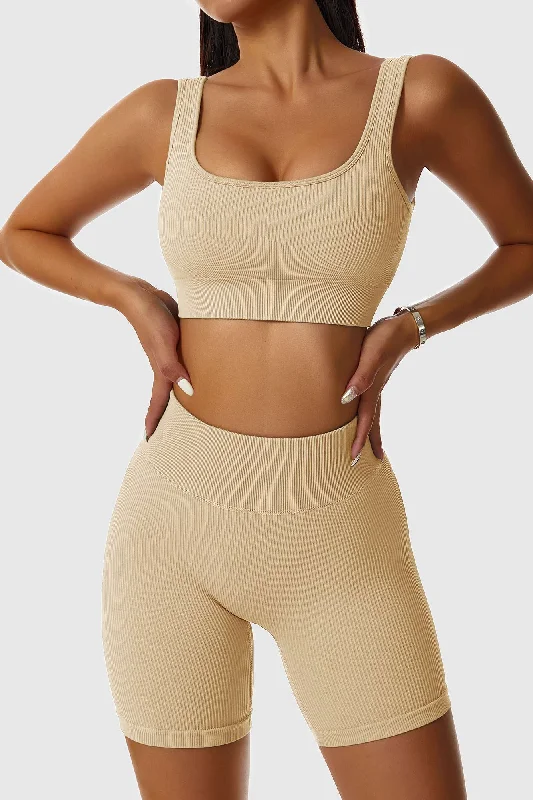 Limited-Time Sale On Stylish Yoga Apparel Ribbed Scoop Neckline Sports Bra