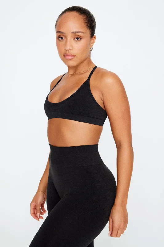 Comfortable, Stylish, And Now More Affordable SCULPT SEAMLESS MINI SPORTS BRA - BLACK MARL