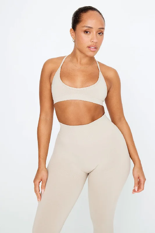 Affordable Yoga Fashion For Every Pose SCULPT SEAMLESS MINI SPORTS BRA - CHAI MARL