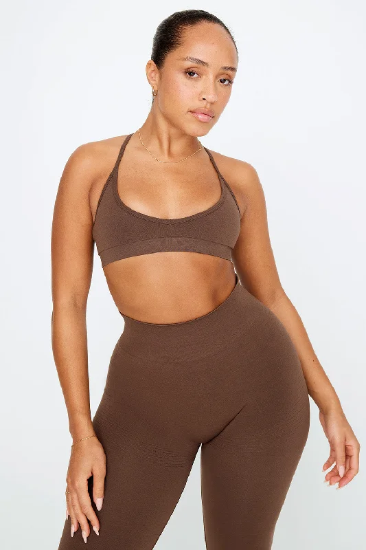 Embrace Comfort With Yoga Wear On Sale SCULPT SEAMLESS MINI SPORTS BRA - COFFEE MARL Embrace Comfort With Yoga Wear On Sale SCULPT SEAMLESS MINI SPORTS BRA - COFFEE MARL