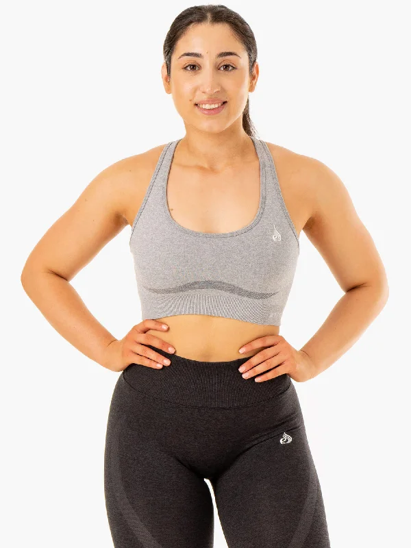The Perfect Fit At The Perfect Price Sculpt Seamless Racer Back Sports Bra - Grey Marl The Perfect Fit At The Perfect Price Sculpt Seamless Racer Back Sports Bra - Grey Marl