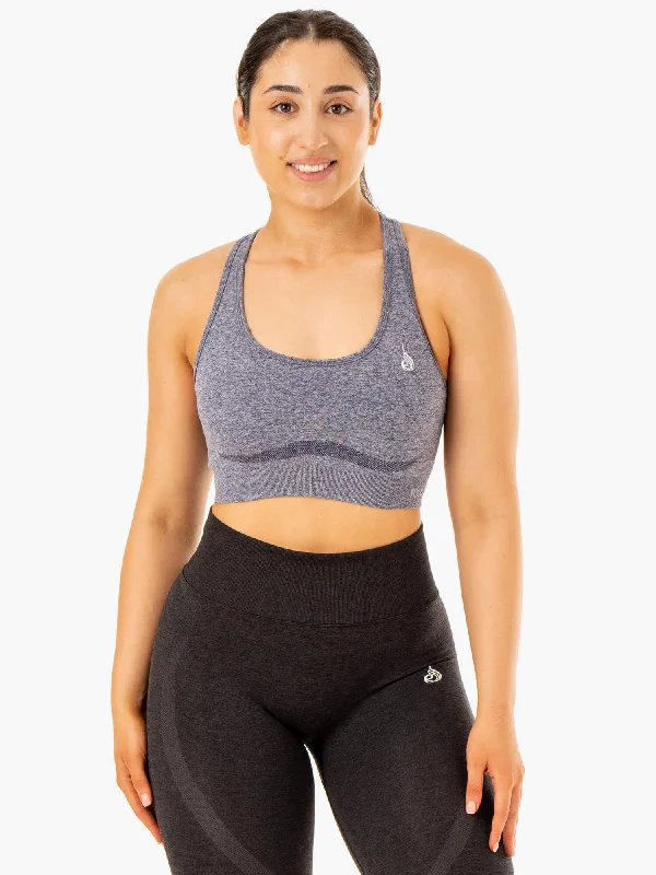 Affordable Yoga Fashion For Every Pose Sculpt Seamless Racer Back Sports Bra - Navy Marl Affordable Yoga Fashion For Every Pose Sculpt Seamless Racer Back Sports Bra - Navy Marl