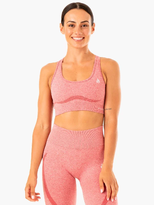 Soft, Stretchy, And Super Affordable Yoga Wear Sculpt Seamless Racer Back Sports Bra - Pink Marl Soft, Stretchy, And Super Affordable Yoga Wear Sculpt Seamless Racer Back Sports Bra - Pink Marl