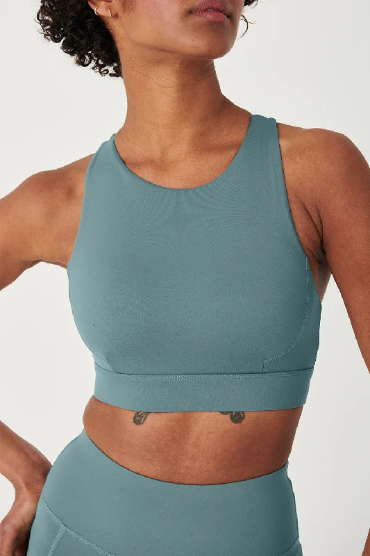 Namaste And Save On Yoga Apparel SKINLUXE OPEN BACK SPORTS BRA - LEAF GREEN