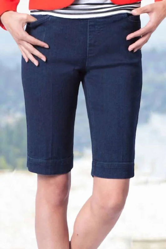 Unbeatable Deals On Breathable Yoga Apparel Bermuda Style Walking Short In Dark Denim Unbeatable Deals On Breathable Yoga Apparel Bermuda Style Walking Short In Dark Denim
