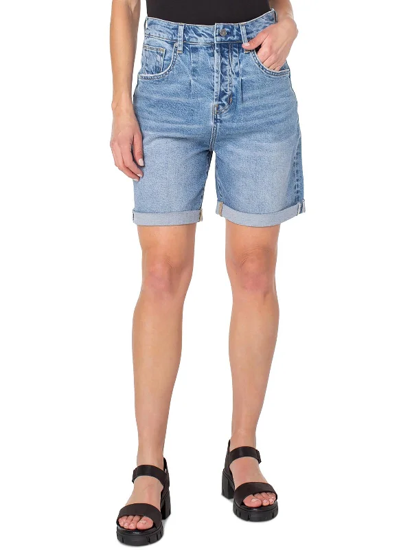 Shop High-Quality Yoga Apparel At Exclusive Discounts Connie Womens Cuffed Pleated Denim Shorts Shop High-Quality Yoga Apparel At Exclusive Discounts Connie Womens Cuffed Pleated Denim Shorts