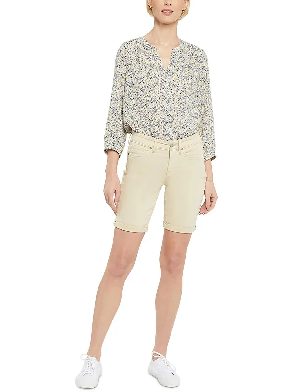 Stretch In Style With Budget-Friendly Yoga Wear Ella Womens Roll-Cuff Stretch Denim Shorts Stretch In Style With Budget-Friendly Yoga Wear Ella Womens Roll-Cuff Stretch Denim Shorts