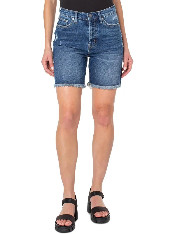Sweat In Style With Yoga Clothing Discounts Emma Womens Frayed Hem Midi Cutoff Shorts Sweat In Style With Yoga Clothing Discounts Emma Womens Frayed Hem Midi Cutoff Shorts