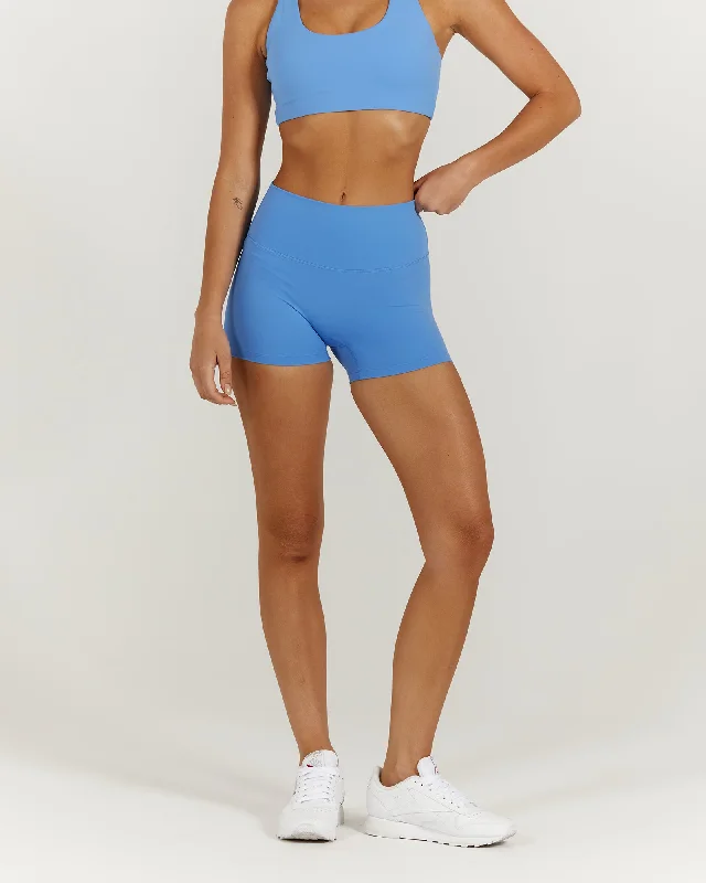 Soft, Stretchy, And Super Affordable Yoga Wear LUXE MINI SHORTS - AERIAL BLUE