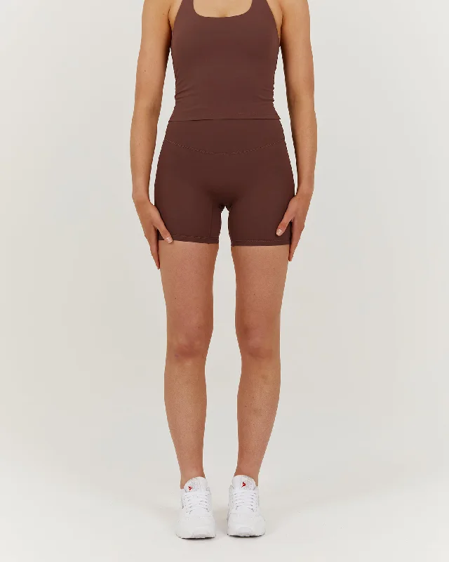 Breathe Easy In Comfortable Yoga Outfits LUXE BIKER SHORTS V2 - COCOA