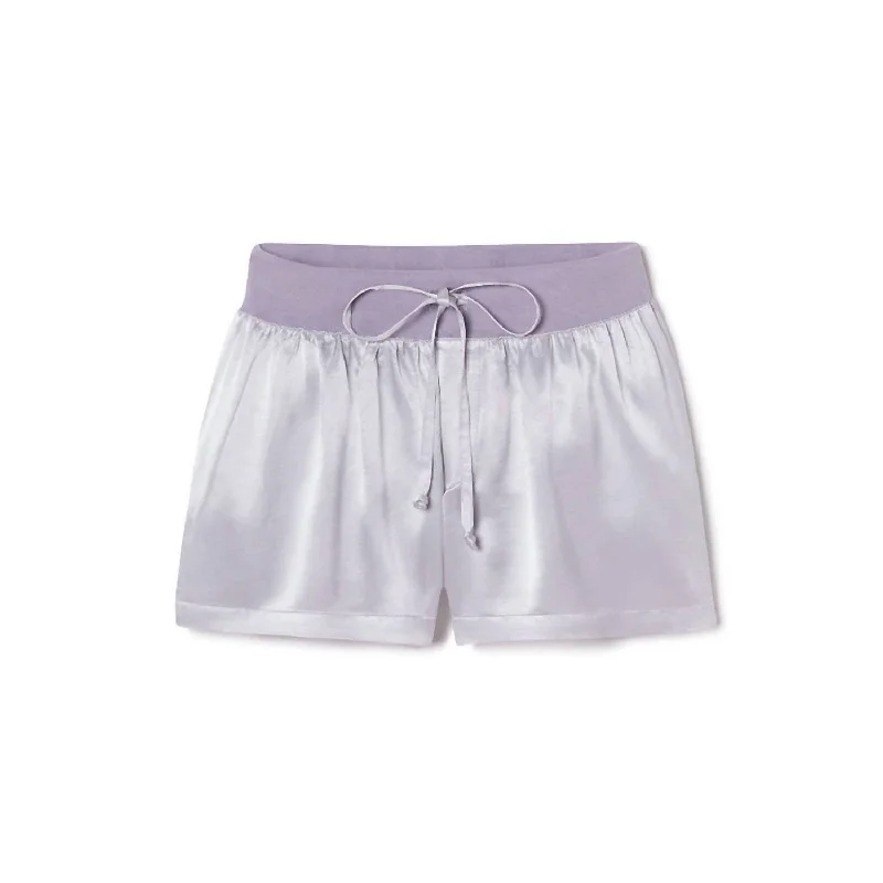 Shop High-Quality Yoga Apparel At Exclusive Discounts Mikel Satin Boxer Short With Draw String In Lavender Shop High-Quality Yoga Apparel At Exclusive Discounts Mikel Satin Boxer Short With Draw String In Lavender