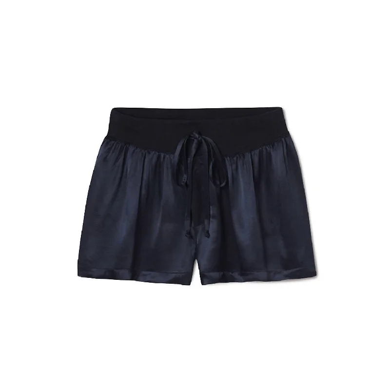 Lightweight, Breathable Yoga Wear At Special Prices Mikel Satin Boxer Short With Draw String In Navy Lightweight, Breathable Yoga Wear At Special Prices Mikel Satin Boxer Short With Draw String In Navy
