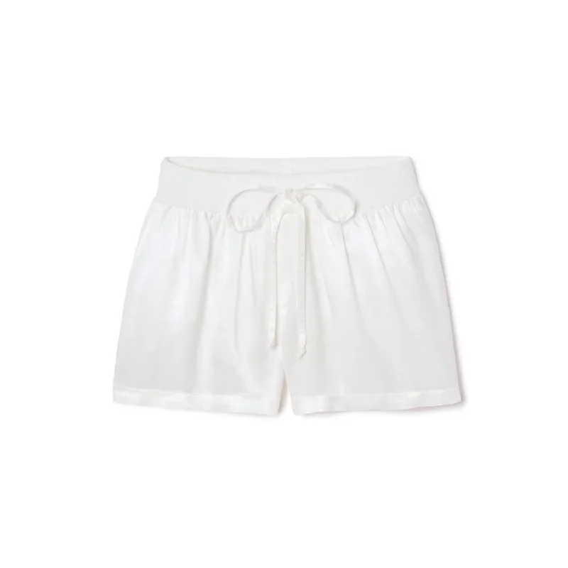 Stretch Your Limits, Not Your Wallet Mikel Satin Boxer Short With Draw String In Pearl Stretch Your Limits, Not Your Wallet Mikel Satin Boxer Short With Draw String In Pearl