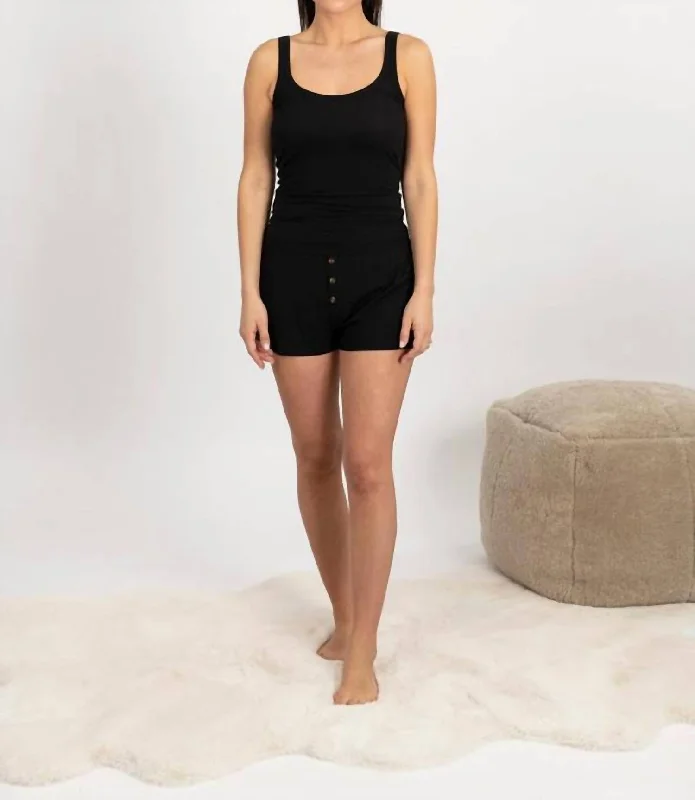 Elevate Your Practice With Affordable Yoga Wear Ribbed Bamboo Shorts In Black