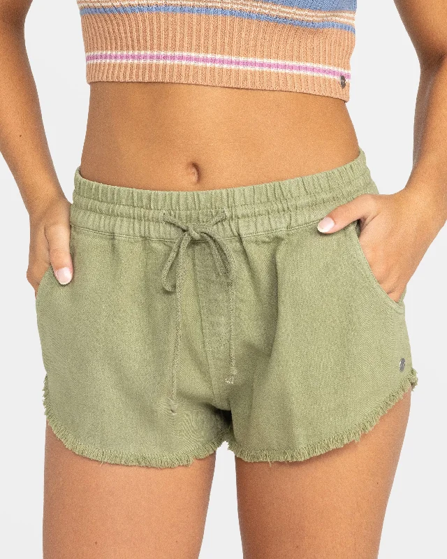Stretch, Move, And Save On Yoga Clothing Scenic Route Elastic Waist Shorts - Oil Green